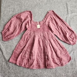 Free People Ari Mini Dress Small Pink Crochet Coquette Fairy Renaissance NEW